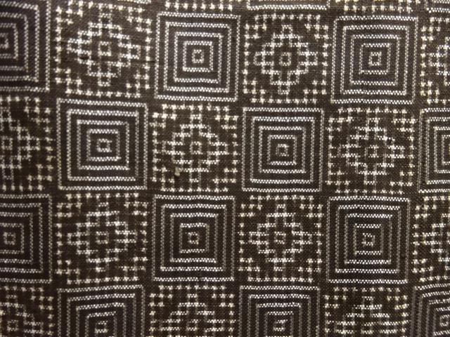 JAPANESE KIMONO / ANTIQUE STACKED MASU PATTERN WOVEN DORO OSHIMA TSUMU